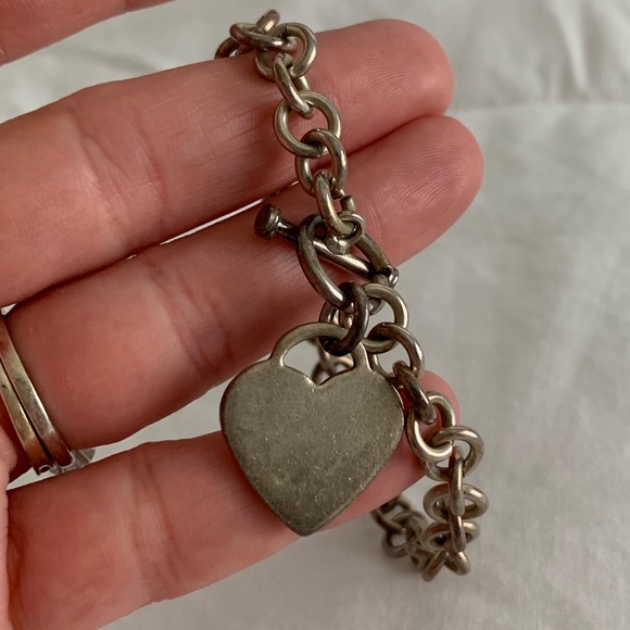 HEART CHARM TOGGLE BRACELET STERLING SILVER - Picture 2 of 4